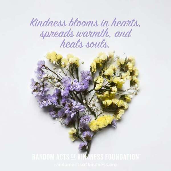Kindness blooms in hearts, spreads warmth, and heals souls. —Brooke