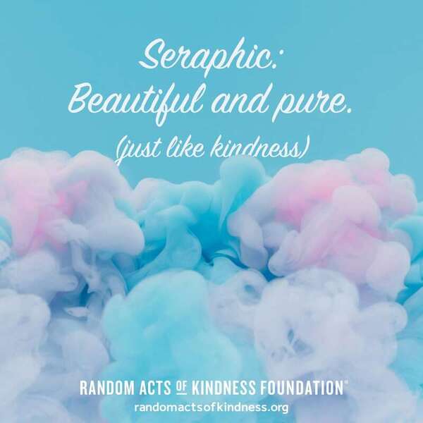 Seraphic: Beautiful and pure. (just like kindness) —Brooke